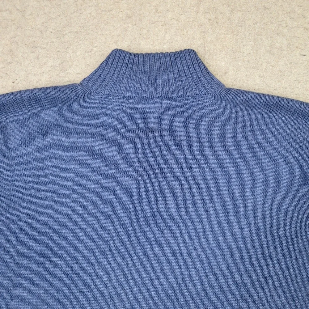 Polo Ralph Lauren Knit Pullover Sweater Men 2XL Blue 1/4 Button Mock Neck Preppy